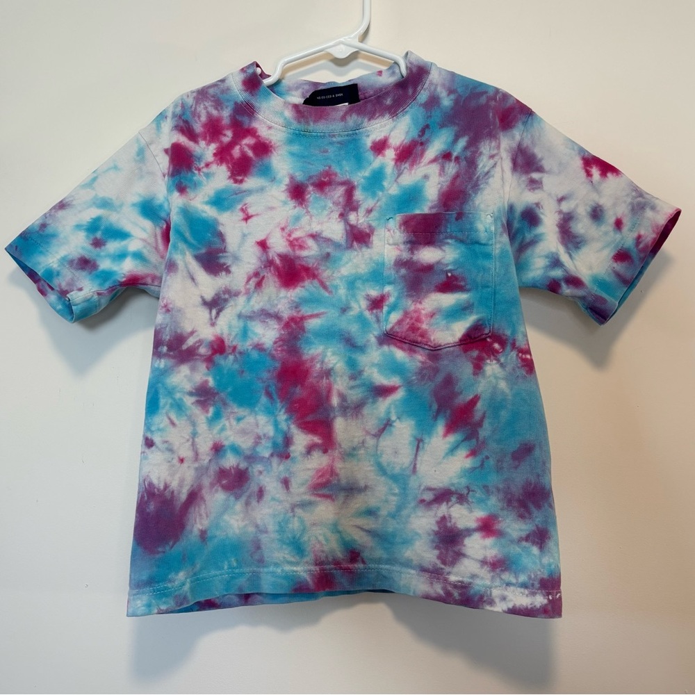 Vintage Apparatus Purple Blue Tie Dye Short Sleeve T-Shirt Tee Child Medium